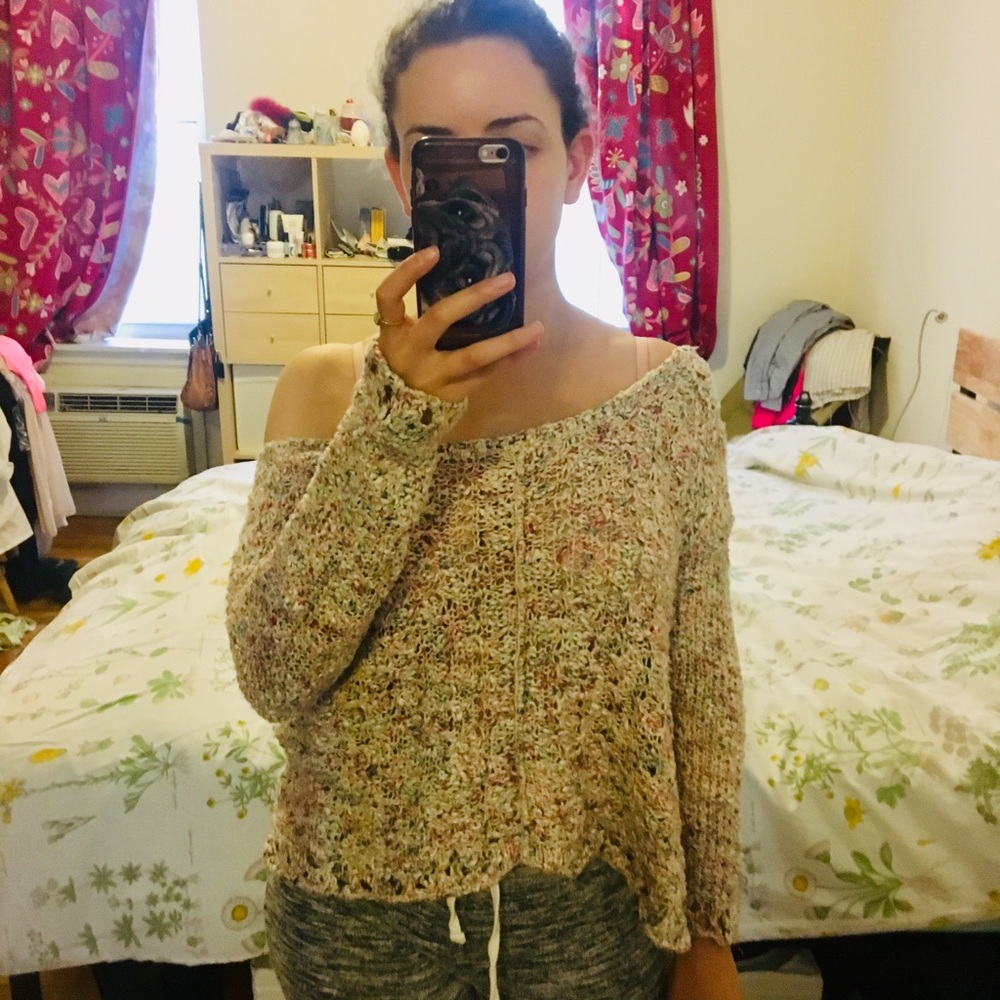 Free People off the shoulder knit sweater small